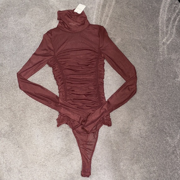Brand New Free People Under It All Bodysuit in Chocolate - Picture 4 of 5